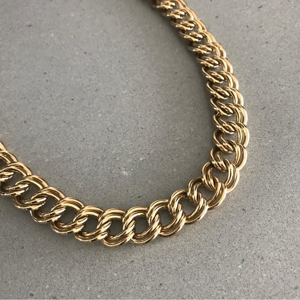 RARE Vintage GIVENCHY gold chain logo designer runway necklace